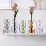 vase verre transparent billes sphériques minimaliste couleur gris bleu vert orange rose