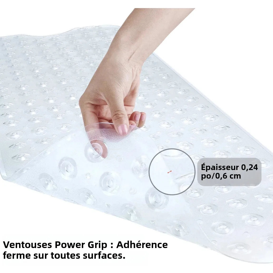 tapis bain moderne transparent perforations ventouses antidérapant doux salle bain