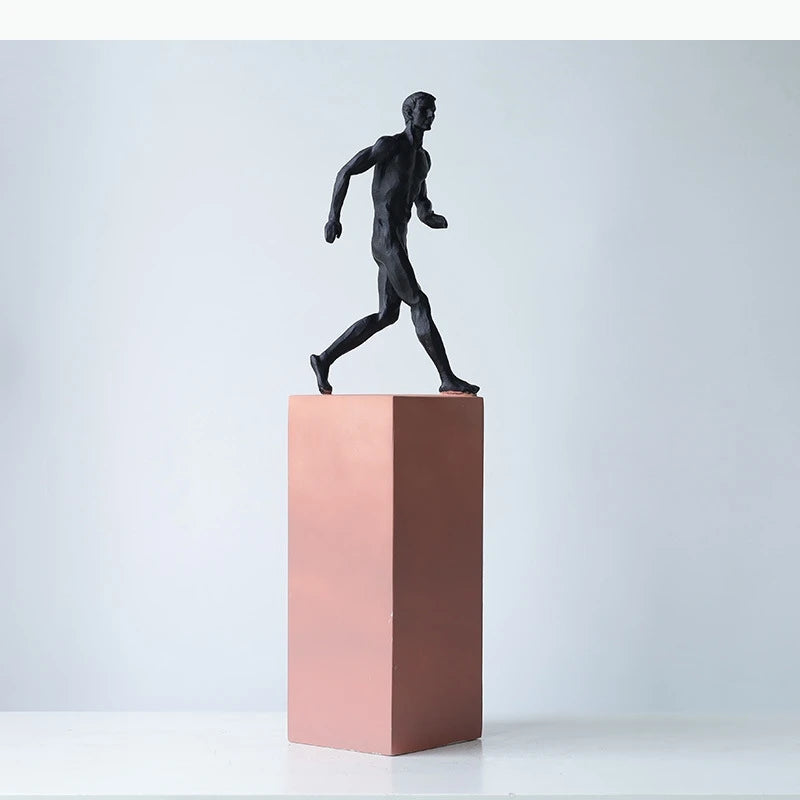 statuette humaine mouvement moderne minimaliste noir blanc rose texture organique deco chambre