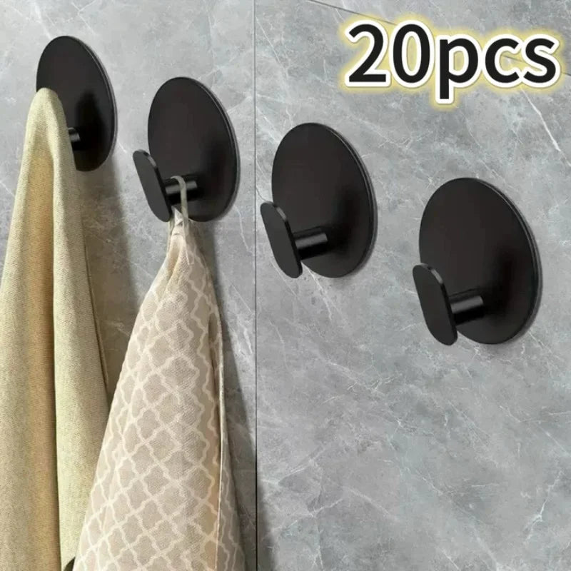 crochet mural adhésif noir mat robuste salle bain cuisine porte serviettes organisateur accessoires modernes