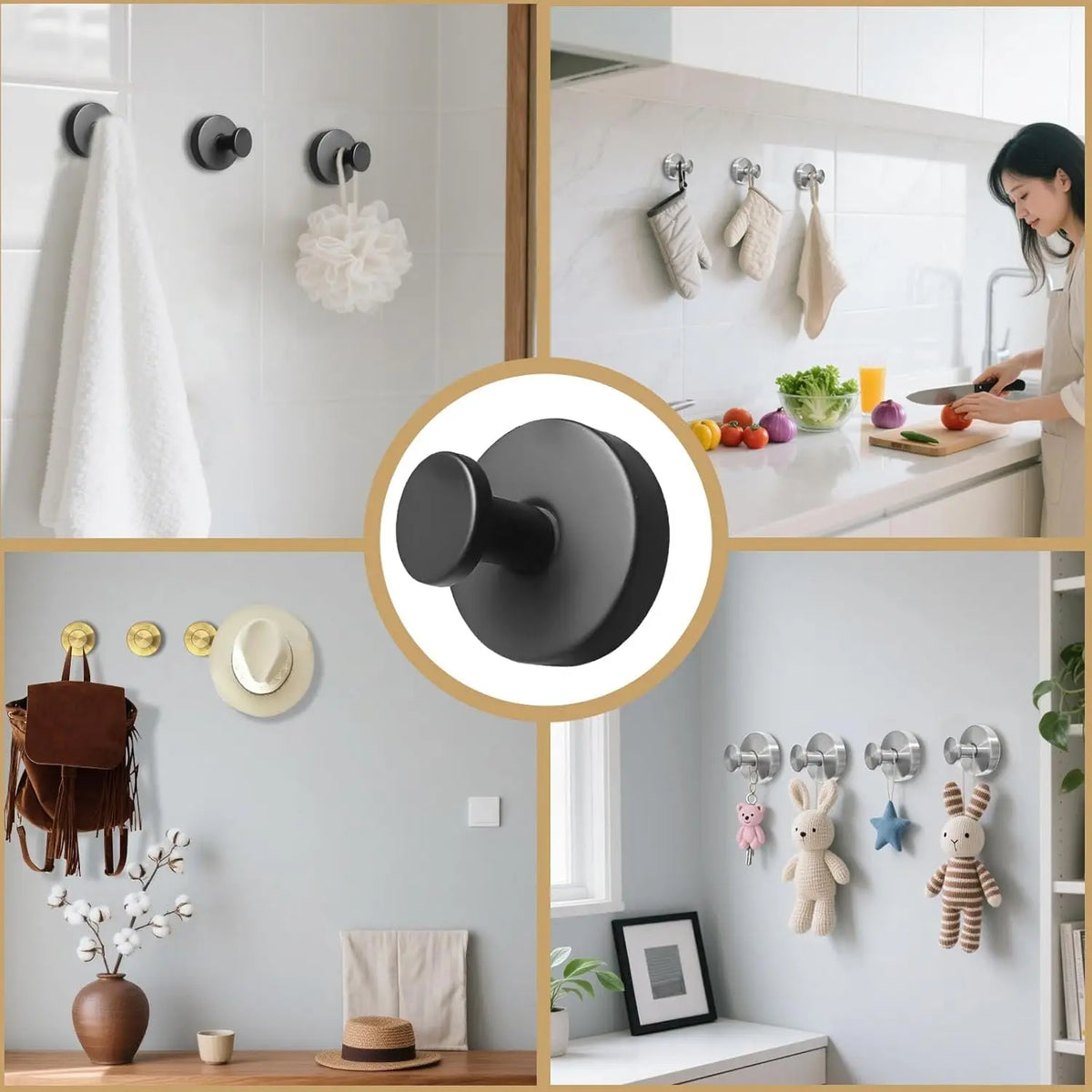 crochet mural moderne noir succion auto salle bain douche porte fenêtreversible fixe serviette peignoir