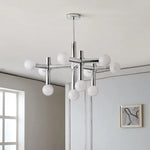 Suspension lumineuse moderne sphères translucides chrome blanc 13 têtes LED