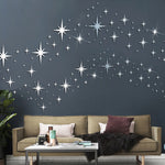 stickers muraux étoiles brillantes moderne 42 pièces adhésifs blanc jaune bleu