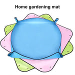 tapis jardinage bleu rose vert motif géométrique pliant pot fleur terre moderne