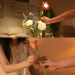 veilleuse fleur rose rechargeable pliable moderne nuit table led rouge violette chambre