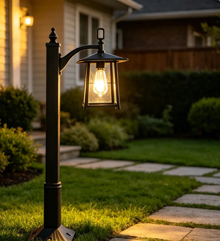 lampe sol industrielle led ip65 aluminium noir classiqueextérieur jardin
