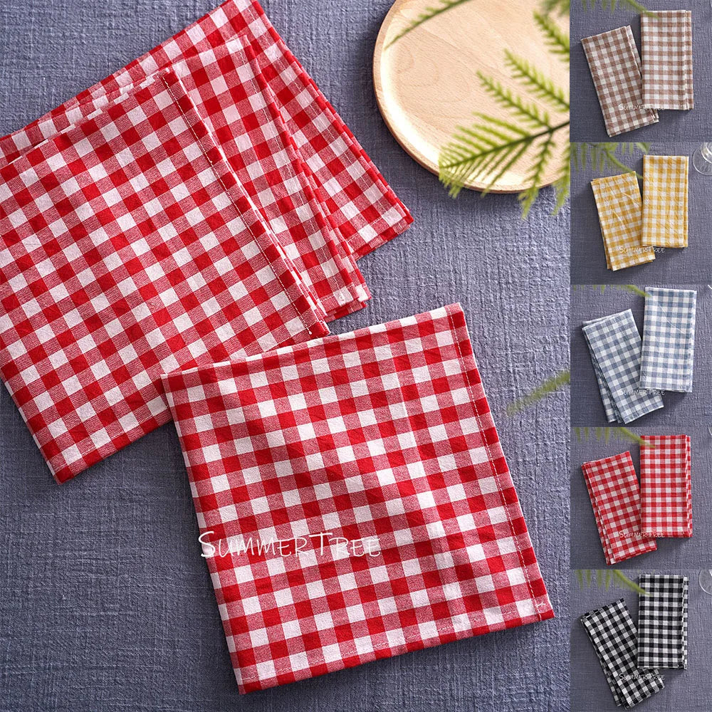 serviettes table coton carreaux rouge blanc bleu marron jaune classiques réutilisables maison party banquet