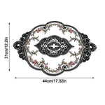 tapis dentelle floral rouge gris beige classique élégant translucide 44x31cm