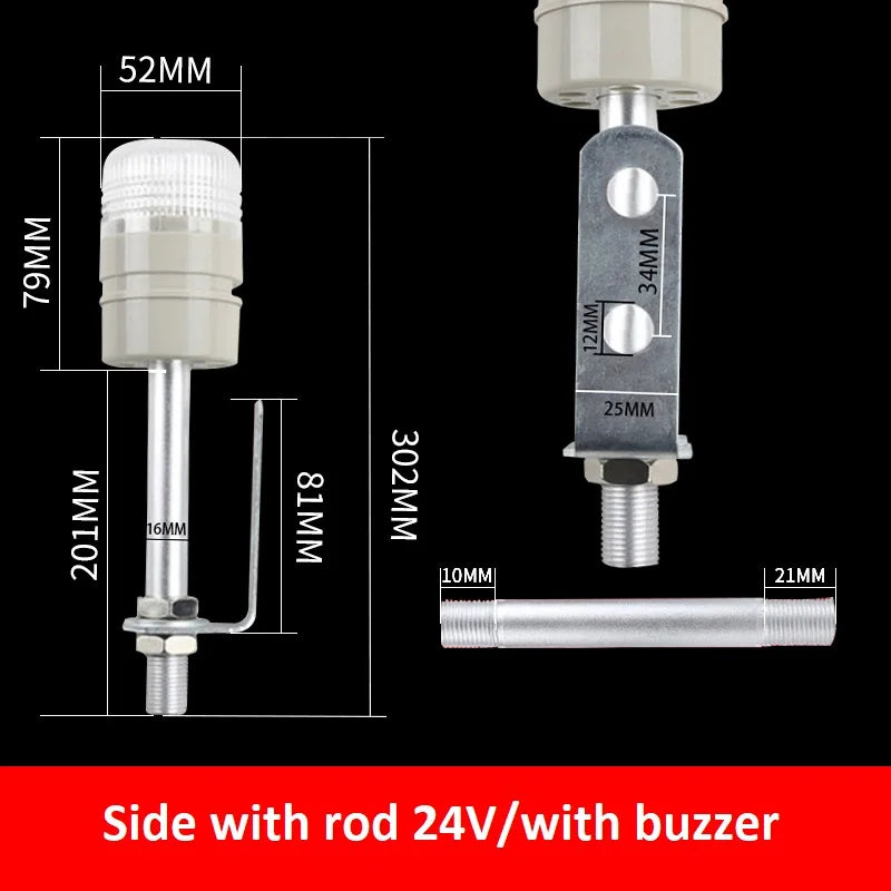 lampe led rouge verte jaune adhésive buzzer flashing 12v 24v transparente moderne