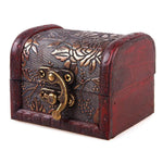boîte bijoux vintage bois imprimé floral artisanal cadenas métal rouge marron beige