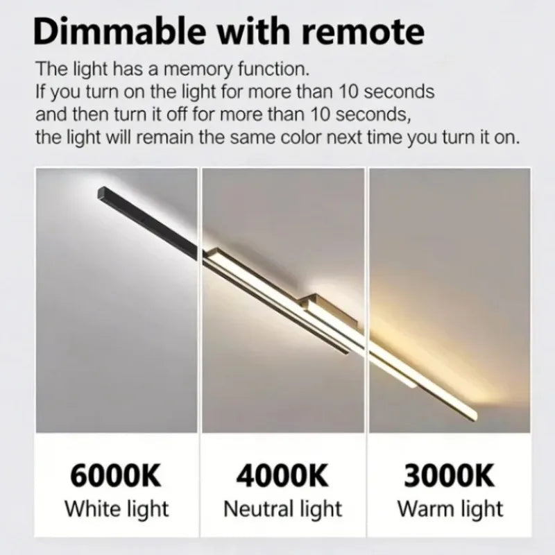 lampe murale moderne noir led dimmable télécommande minimaliste éclairage quotidien 120cm 100cm 80cm