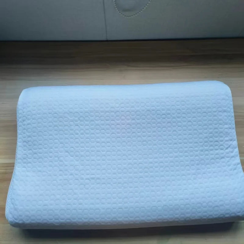 coussin blanc motif hexagonal anti apnée anti ronflement mousse tpe polyester arrondi zip opacité