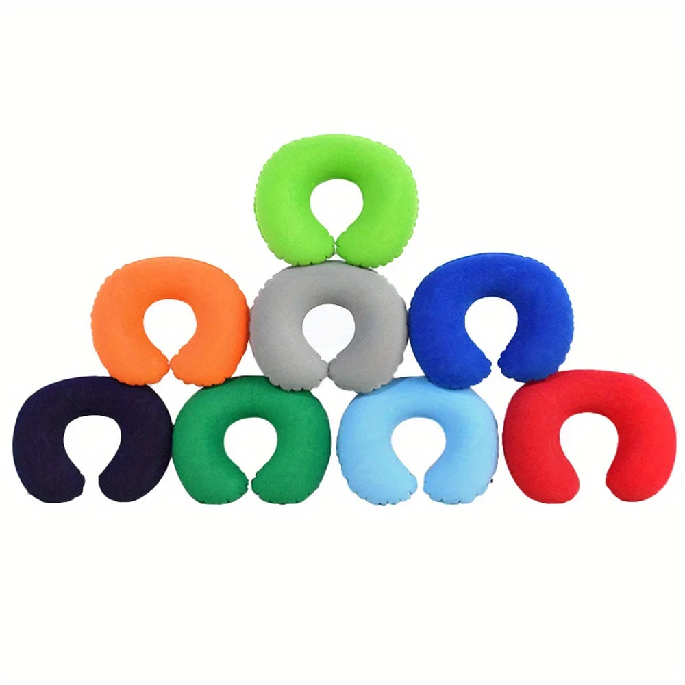 coussin voyage bleu rouge gris texturé ergonomique fixations portable polyeste pvc