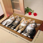 tapis dessin animé chatons marron blanc moderne résistant intérieur extérieur 60x90cm