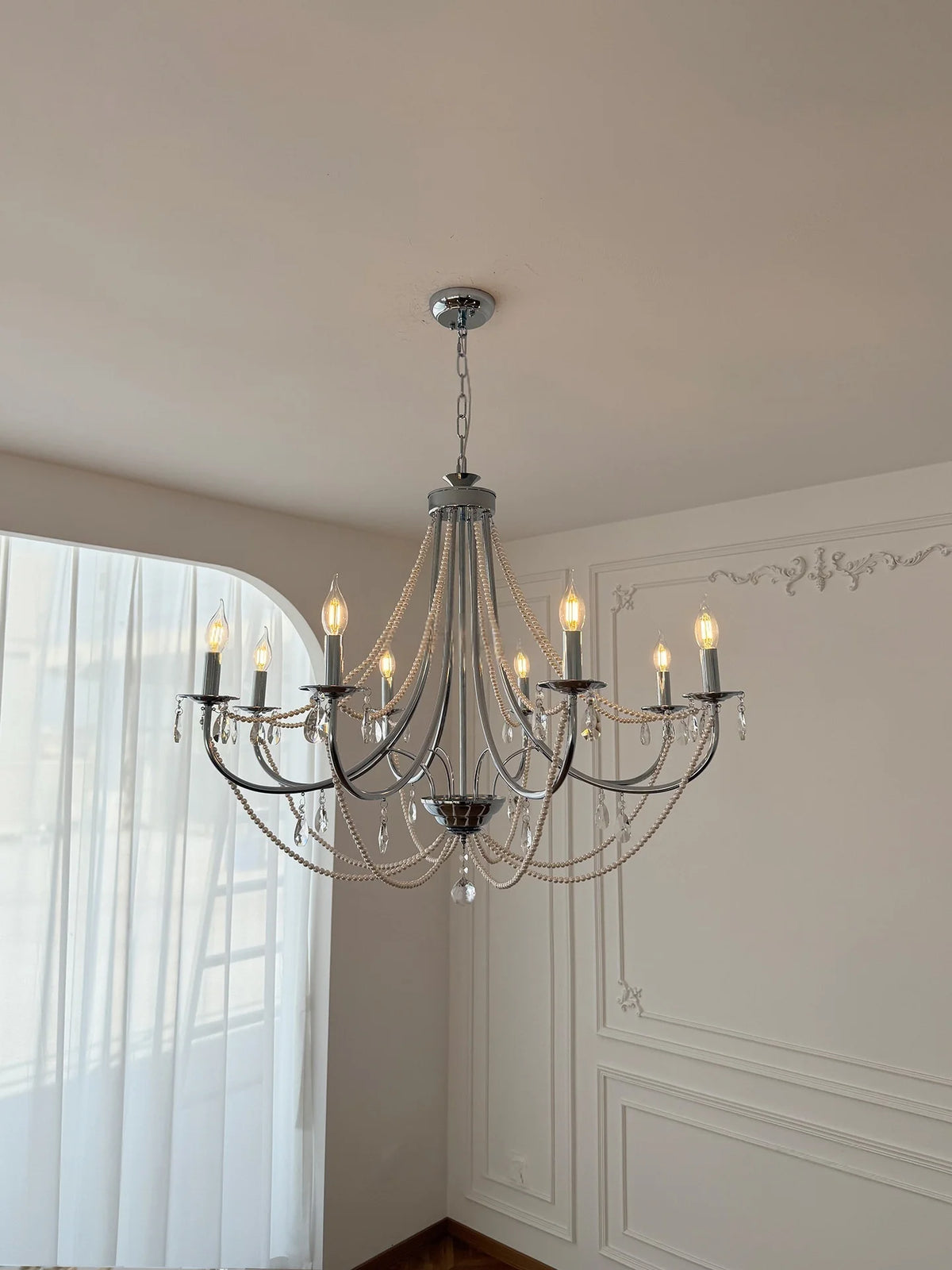 lustre cristal transparent blanches classique gris métallisé blanc ampoules E14