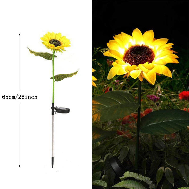 lampes solaires extérieures tournesol fleurs jaunes vert modernes jardin