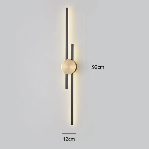 applique murale moderne minimaliste noir doré barres verticales éclairage chambre étude entrée led fixée