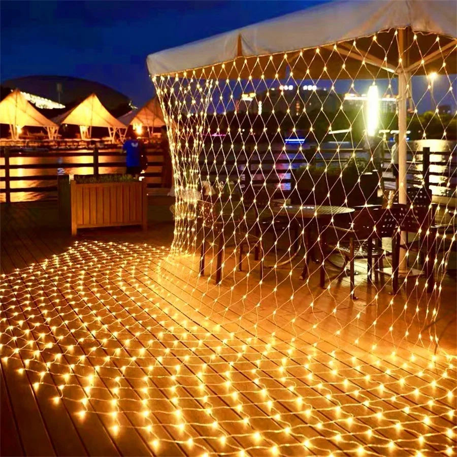 lumières led filet blanc multicolore moderne extérieur jardin noël vacances contrôleur prise électrique