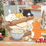 tableau illustration cartoon chats mignons couleur bleu blanc décoration murale enfants chambre enfant animé