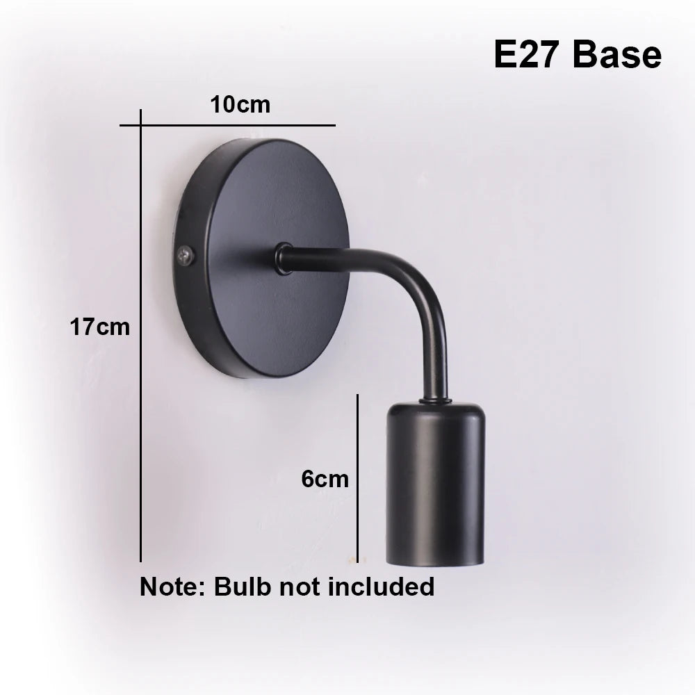applique murale moderne fer noir fixée mur base E27 luminaire minimaliste chambre coucher entréeétude