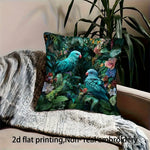 coussin imprimé 2d oiseaux fleurs feuilles vert bleu moderne maison lit canapé chambre