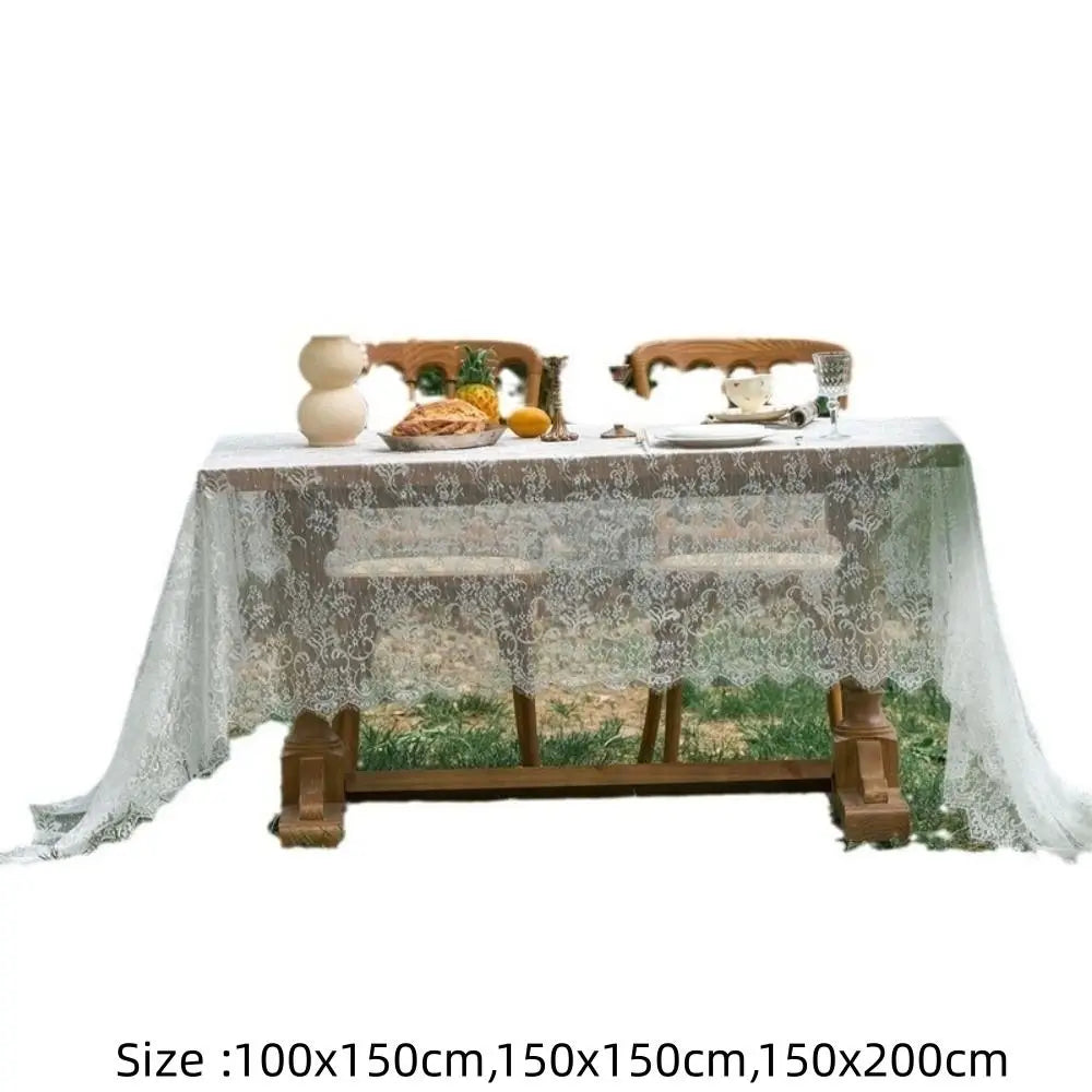 nappe table broderie florale blanc classique fête pâques semi transparente rectangle utilisation quotidienne