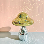 décoration moderne boule champignon rouge or argent mosaïque petite miroir disco salon chambre