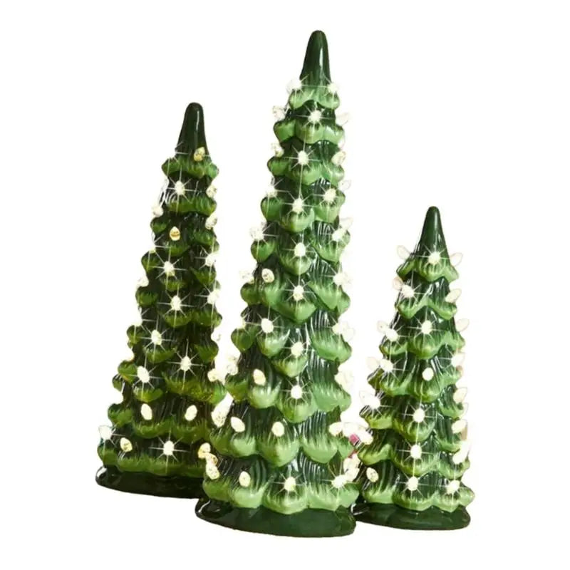 Sapin de Noël multicolore en céramique avec éclairage LED pour ambiance festive