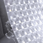 rideau douche transparent carreaux géométriques moderne ourlet lesté dimension 240cm anneaux fixation