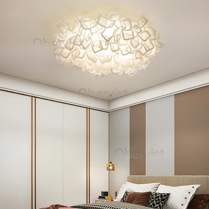 lampe suspension blanc forme géométrique moderne plaque fixation flux lumineux intelligent certification sécurité