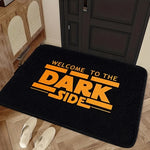 tapis d'entrée moderne bienvenue dark side noir orange antidérapant imperméable graphique polyester PVC