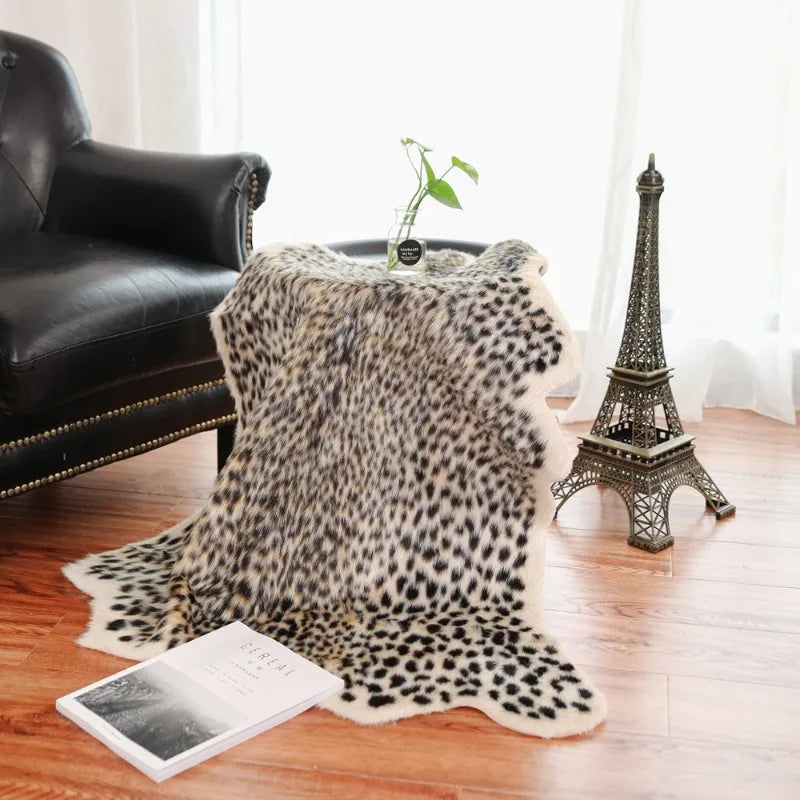 tapis léopard gris noir moderne daim intérieur salon chambre adhésif