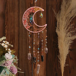 décoration murale croissant lune semi précieuses feuilles dorées boho chic chambre