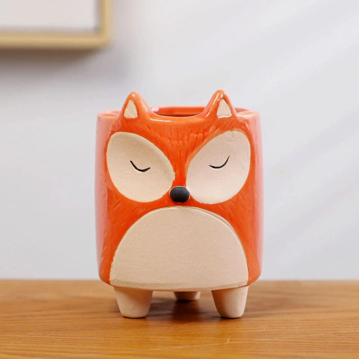 cache pot céramique animal mignon cartoon plante succulente chat renard ours blanc orange gris