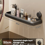 étagère murale salle bain ventouse poignées succion alliage aluminium laqué noir mat moderne organisation