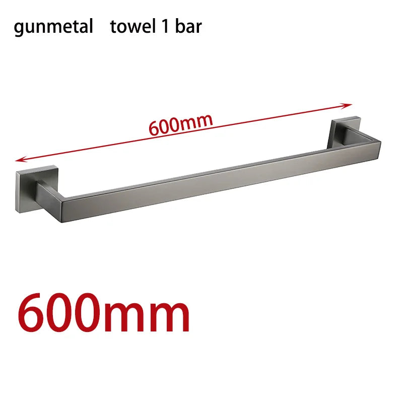 ensemble accessoires salle bain acier inoxydable gris moderne porte serviette savon brosse mural