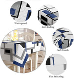 nappe table moderne géométrique bleu noir blanc rectangle réutilisable polyester at dining