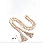 bracelet boho chic bois blanc franges coton beige
