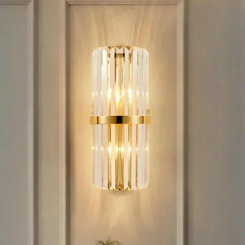 applique murale moderne cristal transparent doré rayures horizontales salon chambre