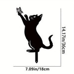 statue extérieure chat noir silhouette moderne brillante minimaliste tringle fixée jardin