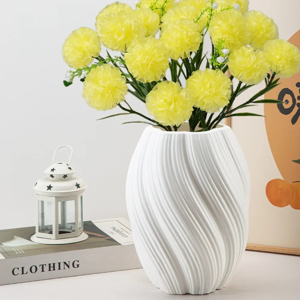 vase moderne plastique blanc texturé hauteur jusqu'à 26cm décoration intérieure