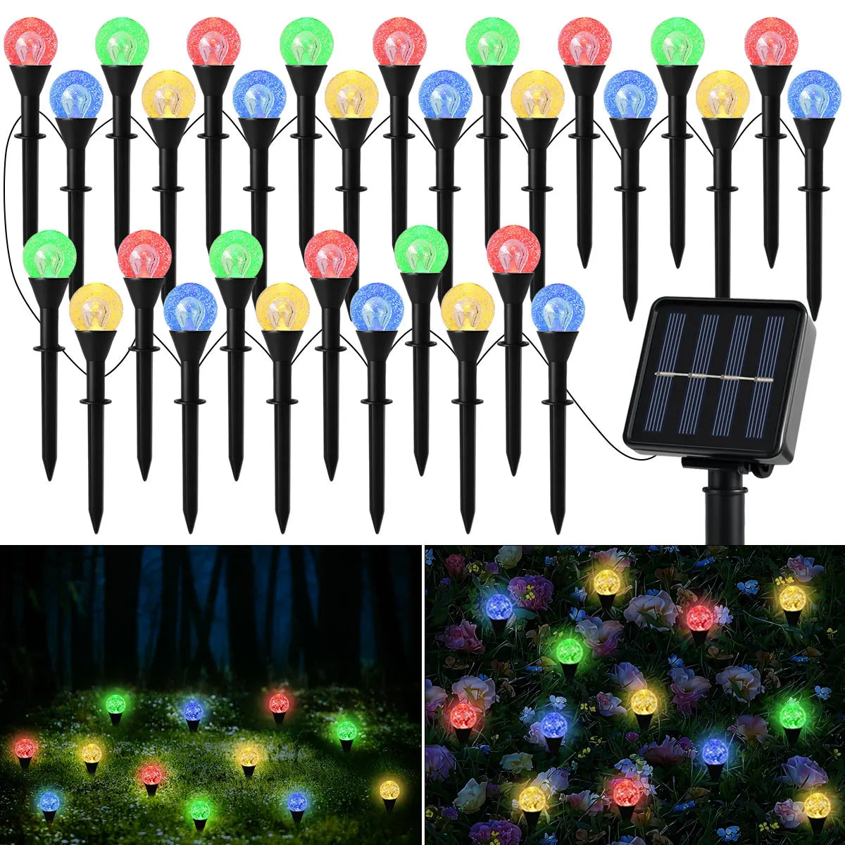 éclairage solaire multicolore translucides modernes jardin noël 20led 30led rgbextérieur patio