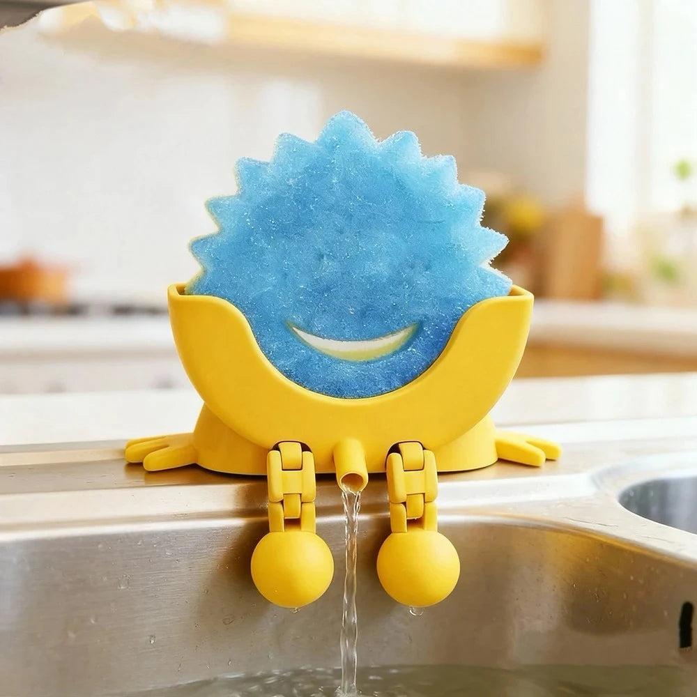 porte savon souriant clips couleur bleue jaune orange vert rose rangement évier créatif animé