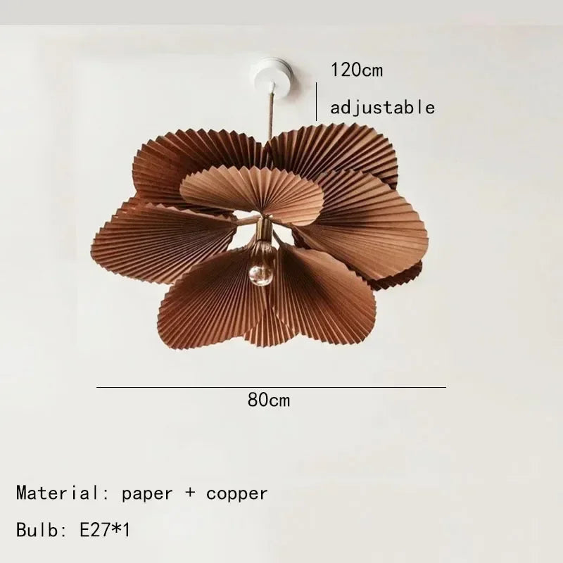 lampe suspendue moderne pliée marron noir salle manger chambre papier éclairage warm light