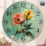 horloge murale bois fleurs roses vintage aiguille circulaire 25cm étude déco maison
