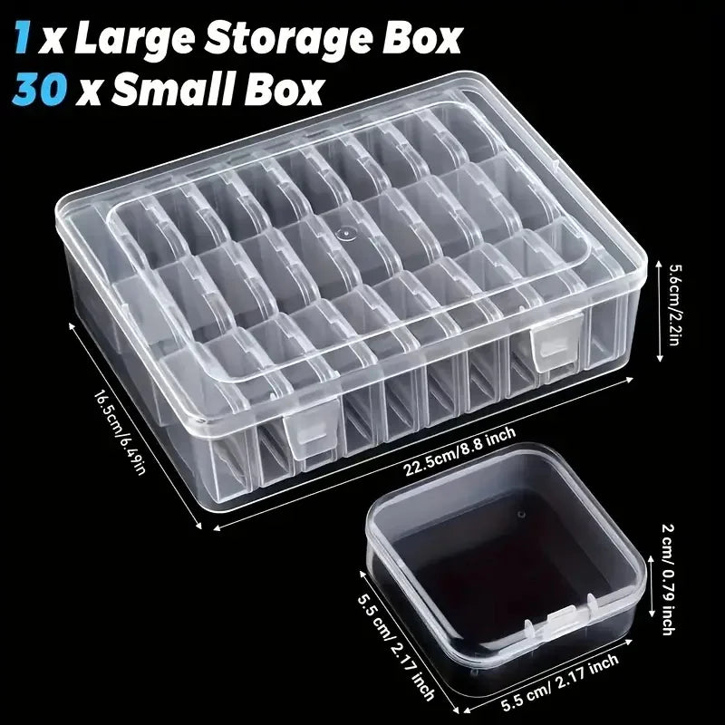 boîtes rangement bijoux 30 compartiments plastique transparent modernes pratiques poignée