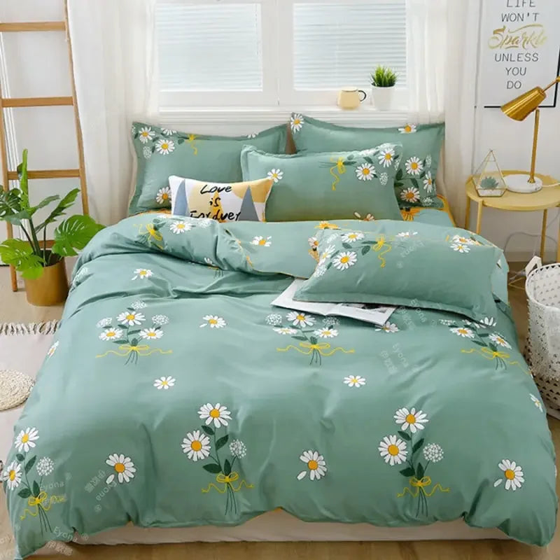 ensemble literie moderne fleurs motif enfantin oreillers coussins décoratifs lit