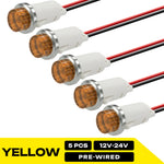 ampoules indicatrices led rouge vert jaune bleu blanc 12v 24v câbles pré serrés