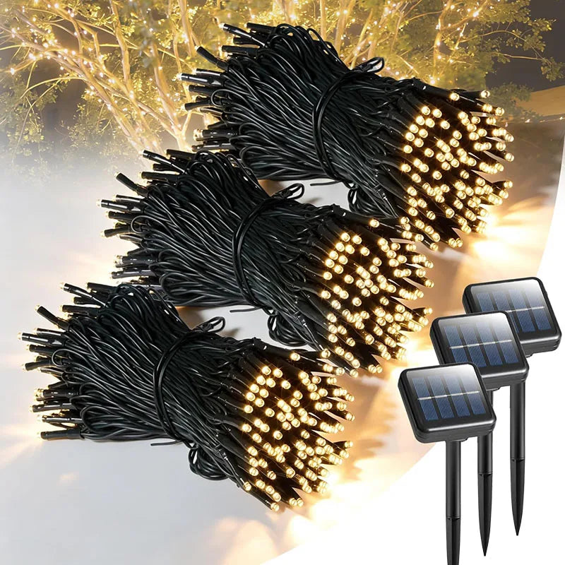 guirlande lumineuse solaire extérieure décorative jardin terrasse led étanche piquets panneaux
