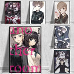 affiche anime game euphoria illustration art japonais animaux floraux noir blanc rouge